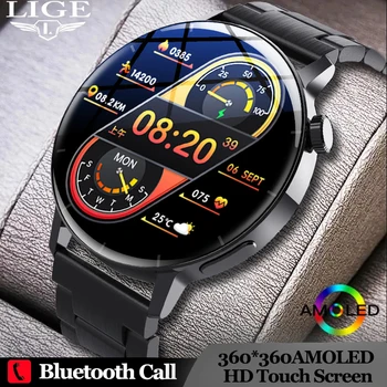 LIGE AMOLED Mužov Smartwatch HD Displej, Bluetooth Zdravie Náramkové Hodinky Vodotesný IP67 Smart Hodinky Mužov Vlastné Vytáčanie Inteligentné Hodinky