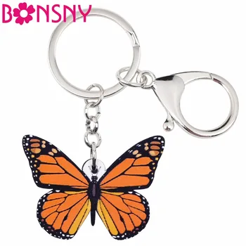 Bonsny Akryl Monarch Butterfly Prívesok Na Keychains Krúžok Módny Hmyzu Šperky Pre Ženy, Dievčatá Taška Auto Kabelka Kúzlo Pôvodného
