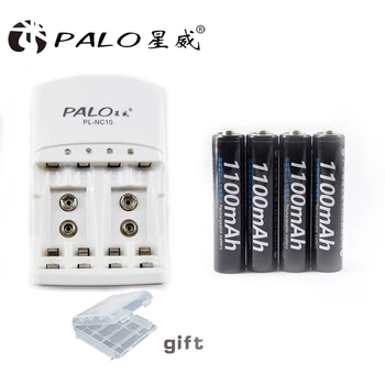 PALO AA AAA 9V batériu, nabíjačku+4pcs 1100mAh Ni-MH 1.2 V AAA nabíjateľné batérie pre hračky, diaľkové ovládanie batérie