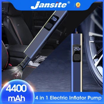 Jansite 4 v 1 Elektrické Nafukovacím Čerpadla&Vysávač 4400mAh Bezdrôtový Prenosný Auto Kompresor Reálnom čase Monitor Led Svetlo