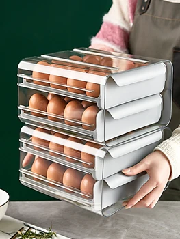 Double-Layer Vajcia Úložný Box Chladnička Organizátor Potravín Kontajnerov Vajcia Čerstvé-vedenie Prípade Držiteľ Zásobník Zásobník Kuchyňa Rack
