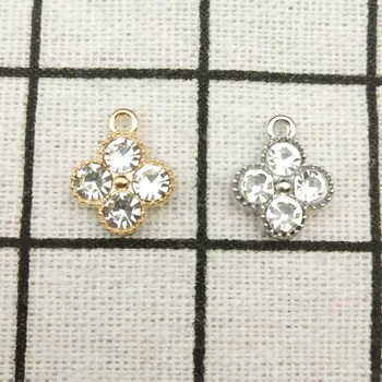 10pcs crystal kvetinové kúzlo príslušenstvo šperky náušnice prívesok, náramok, náhrdelník charms zliatiny zinku diy hľadanie 12x14mm