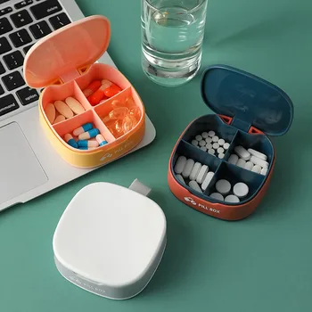1 ks Pilulku Box pre Tablet 4 Mriežky, Plastové Úložný Box Medicíny Kapsule Organizátor Pilulku Liekov Týždenný Delič Pilulku Fréza Cestovanie