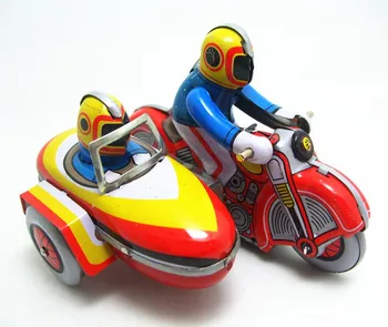 [Zábavné] Klasická kolekcia Retro Hodinky Vietor až Kovové Chôdza Tin Troch kolách motocykel hračky Mechanické hračky pre deti darček