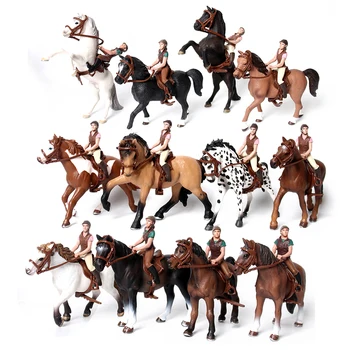 Simulácia Knight Rider Figúrka s Horse Farm Animal Model Údaje Vzdelávacie Jazda na Koni Dekorácie Doll Pre Deti Darček
