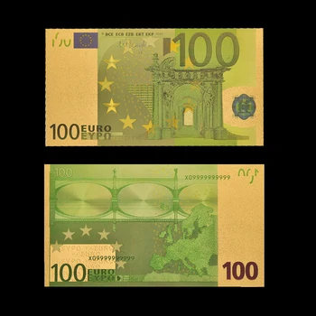 Euro 100 Papierové Peniaze Mene 24k Zlatom obchod so Zlato, Bankovky Zber