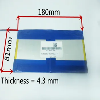 3.7 V,8000mAH,[4381180] PLIB (polymér lítium-iónové batérie), Li-ion batéria pre tablet pc,PIPO M9 pro 3g / max M9 quad core