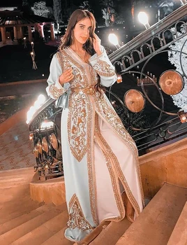 Svetlo Modrá Večer Kaftan Formálne Šaty Dámske Marocký Kaftane Zlato Čipky Plus Veľkosť Dubaj Moslimských Večerné Šaty Dlhé Luxusné 2023