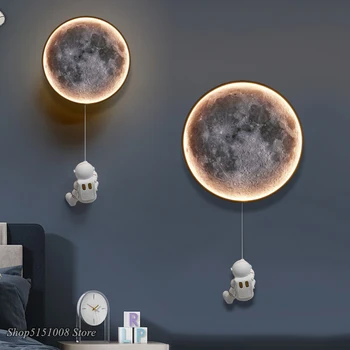 moderné 2022 nové nočné svietidlo nástenné svietidlo spálňa tvorivé minimalistický LED detské izby mesiac astronaut, TV joj, nástenné svetlá