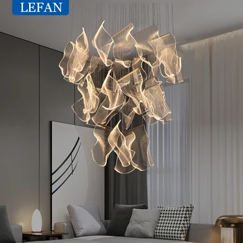 Svetlo Sprievodca LED Moderný Luster obývacia izba dekor osvetlenie Duplex Točivých Schodoch Prívesok Lampa Jedálni Visí Svetlá