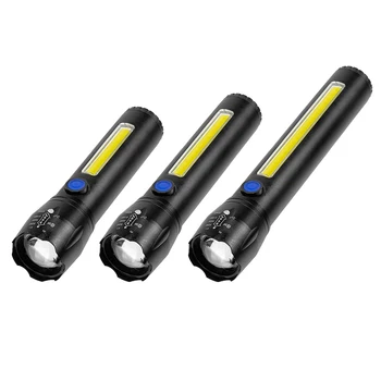 Prenosný Mini Baterka Teleskopická Zoom, Vodotesný LED Baterka USB Nabíjateľné pre Cestovanie, Turistika Kempovanie Dobrodružstvo Svetlo