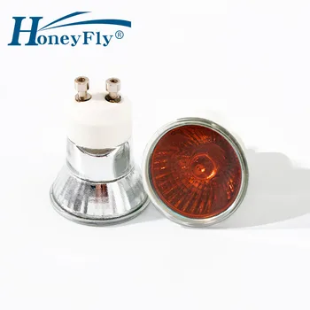 HoneyFly 3ks NOVÉ Také Mini GU10 Orange Halogénové Lampy 28W/35W 220-250V Halogénová Žiarovka Žltá Halogénové bodové svetlo Lávové Lampy Vnútorné