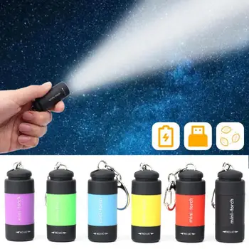 Led Mini Pocket Torch Lampy Prenosné USB Nabíjateľné Keychain Baterky Nepremokavé Vonkajšie Turistika Kempovanie Pochodeň Svietidlo Svietidlo