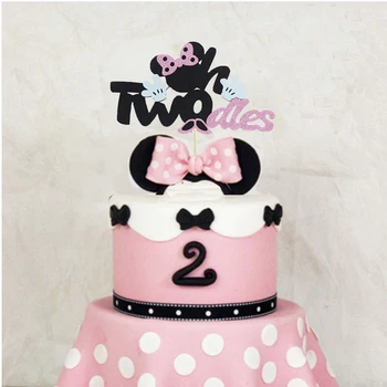 Minnie Tortu Vňaťou Čierny Lesk Minnie Mouse Inšpiroval Happy Birthday Cake Vňaťou S Ružovými Mašľami a Biele Rukavice Dievčatá Narodeniny