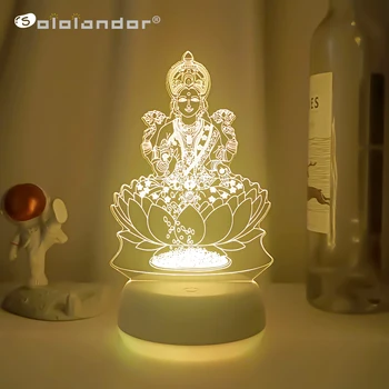 Najnovšie 7 Farby Lampa 3D Atmosféru Nočné Svetlo LED Visual India Bohyňa Bohatstva Lampa Spálňa Decor Darček Svietidlo