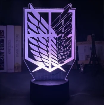 3D nočné Svetlo Útočiť Obrie krídlo USB Nabíjanie Dotykový Spínač Lampa 7 Farebné Deti Nočné Svetlo Teplé Kvapka Loď Novinka Dary