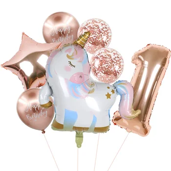 Veľké Ružové Zlato Očíslované Hliníkovej Fólie Balón Jednorožec Tému Plesy Svadby, Narodeniny, Party Dekorácie Baby Sprcha Hélium Globos