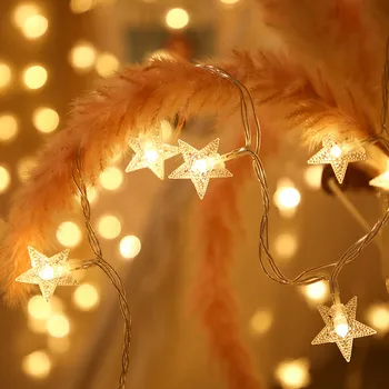 Star LED Reťazec Svetlá Rozprávkových Svetiel USB/batériový Ulici Garland Lampa Nový Rok Vianočný Stromček Svadobné Dekorácie
