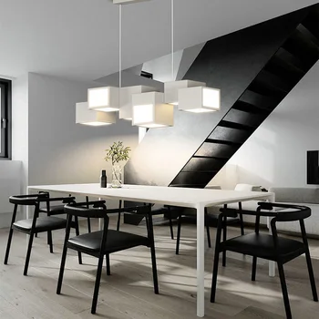 Moderné Námestie LED Luster White/Black LED Visí na Čítanie Vnútorné Osvetlenie pre Obývacia Izba Jedáleň LED Visí Lampa
