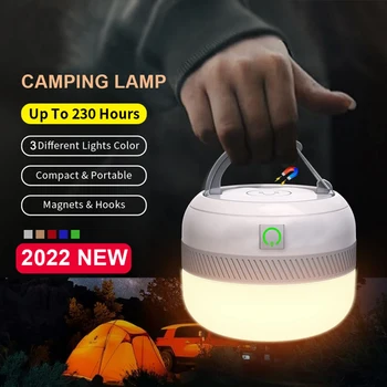 Nové LED Stan Svetla, 3 Farby Nabíjateľná LED Camping Silné Svetlo s Magnetom Vonkajšie Turistika Noc Prenosné Núdzové Svetlo