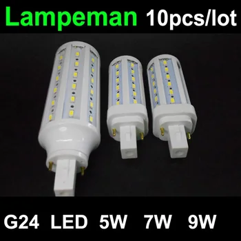 led žiarovka g24 g24d3-1 g24d-1 led g24d-2 led Lampa 5W 6W 7W 9W 10W SMD5730 g24d-3 g24 2 pin AC85-265V 110V 220V ce, rohs