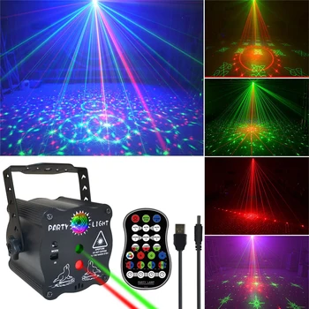 60 Vzory USB Nabíjateľné Led Laserový Projektor Svetlá Aktivované Zvukom DJ, Disco Stage Strany Svetlá pre Svadby, Narodeniny, Party