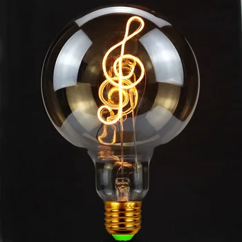 Hudba G125 Retro Láska Žiarovka E27 220V 110V 4W Mäkké Špirála LED Žiarovky Žiarovka Ampoule Vintage Lampa Milujúceho Srdca Žiarovky Dekorácie