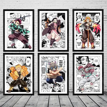Sada 6 Komické Múr Umenia Plagátu Japonského Manga Démon Vrah Plátno, Maľovanie na Plátno Tlačiť Obrázok pre vnútorné Steny Výzdoba Cuadros