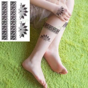 Nepremokavé Dočasné Tetovanie Nálepky kvet veľkosť sexy čipka hanna kapela flash tetovanie nohu späť rameno veľké falošné tatto pre dievča ženy