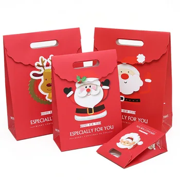 Veselé Vianočné Darčekové Tašky s Rukoväť Santa Claus Jeleň Vzor Lepenky Taška Kabelka Vianočné Cukrovinky Cookie Darčeky Balenie Vrecia