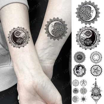 Nepremokavé Dočasné Tetovanie Nálepky Sun Moon Magic Flash Tetovanie Geometrické Star Oči, Ruky, Zápästia Falošné Tatto Na Telo Umenie Ženy Muži