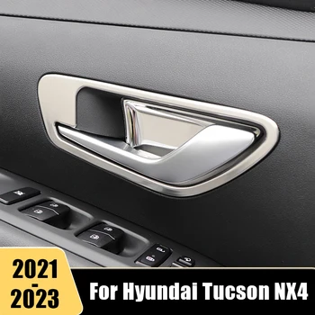 Pre Hyundai Tucson NX4 2021 2022 2023 Nehrdzavejúcej Ocele Auto Vnútorné Dvere Miska Výbava Kryt Auto Dekorácie Rám Interiérové Doplnky