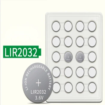 20PCS 3.6 V LIR2032 lir 2032 lítium-iónová nabíjateľná batéria 40mah Li-ion tlačidlo okrúhlu vymeniť za CR2032 CR 2032