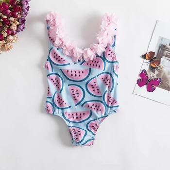 Dieťa Dievča, jednodielne Plavky, Obleky Batoľa Detská princezná Dievčatá Melón 3D Kvet Plavky Plávanie Deti Dovolenku Pláž Nosiť