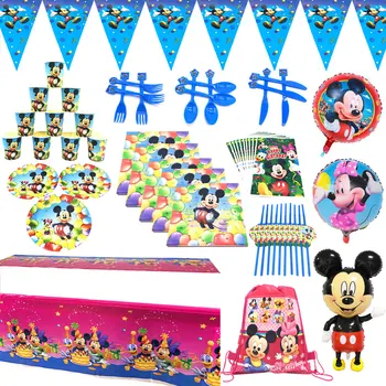 Jednorázový Riad Nastaviť Strana Navrhne Mickey Mouse Strany Tému Dosky Klobúky Obrúsok Pohár Minnie Mickey Mouse Party Dekorácie Nastaviť