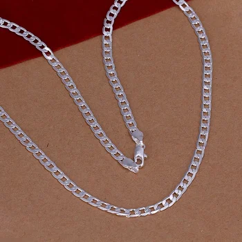 16-30inch Strieborná farba nádherné luxusné šľachtické nádherný šarm módne kúzlo 4 MM reťaz ženy muži náhrdelník Strieborné šperky N132