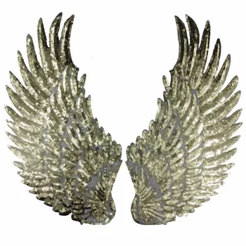 Silver a Gold Color Flitrami Patch DIY Anjel Krídla Záplaty Pre Deti, Oblečenie Šiť-na Vyšívané Patch Motív Nášivka Nálepky
