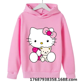 2023 Nové Hello Kitty Top deti oblečenie dievčatá Hello Kitty Unisex Batoľa s Kapucňou, Dlhý Rukáv Mikina Oblečenie Jogging Mikina
