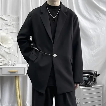 2021 pánskej Módy Trend Coats Voľné Bežné Vyhovovali Bundy Biela/čierna Vybavené Blejzre Bavlna Jediného Tlačidla na Západný štýl Oblečenie
