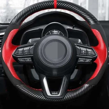 DIY Mäkké Čierne Originálne Kožené Auto Volant, Poťahy Na Mazda 3 Axela 2017-2018 Mazda 6 Atenza CX-3 CX-5 CX-9 Príslušenstvo