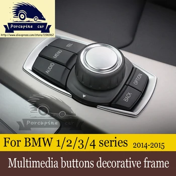 auto samolepky Multimediálne gombík, tlačidlo dekorácie ABS Chrome pre 2013-2016 nové BMW 3-series,1/2/4series F22 F30 F31 F32 F45 F46