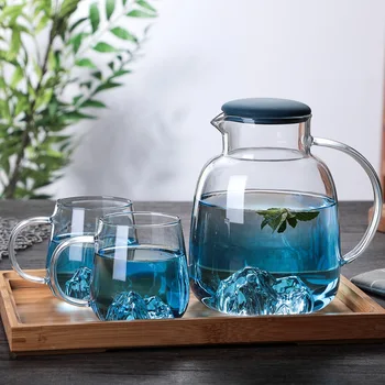 Japonský štýl skla za studena kanvica,Veľkú kapacitu, môže byť vyhrievané Pribrala sklo tvorivé zobraziť horský pot Domov čaj nastaviť kanvica