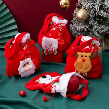 2023 Vianočné Santa Vrece Deti Vianočné Darčeky, Sladkosti Skladovanie Taška Nádherné Santa Claus Vytlačené Bielizeň Vianočné Cukrovinky Taška