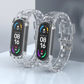 Transparentné Náramok pre Xiao Mi Band 7 NFC watchband miband 6 Priedušná Zápästie ľadovec smartwatch correa mi pásmo 5 4 3 Popruh