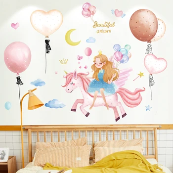 [SHIJUEHEZI] Karikatúra Holka Mesiac Samolepky na Stenu Vinyl DIY Balón nástenná maľba Obtlačky pre Deti Izby Detská Spálňa Detská Domáce Dekorácie