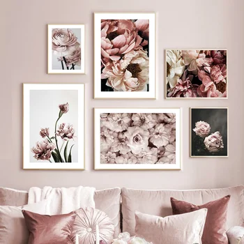 Ružový Kvet Rastliny Obrázok na Stenu Umelecké Plátno na Maľovanie Nordic Plagát a Tlač Moderného Umenia Domova pre Obývacia Izba Pozadie Dizajn