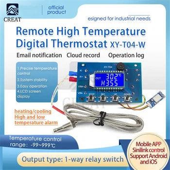 T04-W T04 Digitálny Termostat Wifi Remote Vysokej Teplote XY-T04 K-typ Termočlánok Vysokej Regulátor Teploty-99℃-999℃