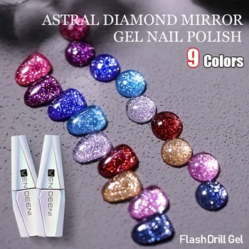 Vendeeni 9 Farieb Flash Diamond Gél lak na Nechty Laser Glitter UV LED Soak Off Gél Lak Dlhotrvajúci Nail Art Gel Lak 15ml