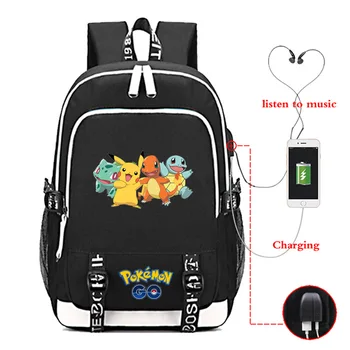 TAKARA TOMY Anime Pokémon Charizard Batoh Pikachu Taška Pikachu USB Školské tašky pre Deti Batoh Vianoce, Narodeninové Darčeky