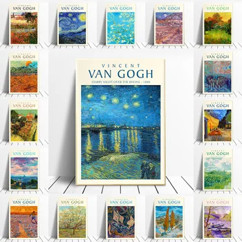 Van Gogha, Hviezdna Noc Abstraktné Krajiny Plátno Plagát Slávnej Klasické Nástenné Art Print Dekoratívny Obraz, Moderný Obývacia Izba Dekor